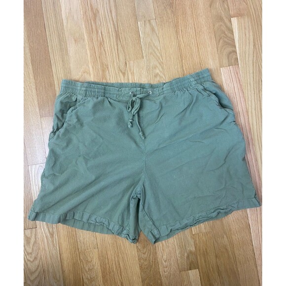White Stag Women's Shorts 18W / 20W Green Cotton Drawstring Elastic Waist STAIN - Picture 1 of 9